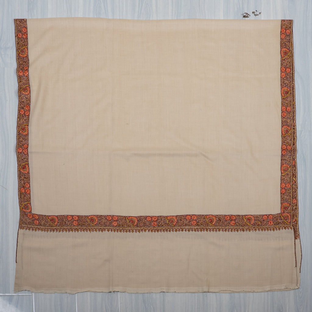 Ivory Ember Hand Embroidered Pure Pashmina Shawl