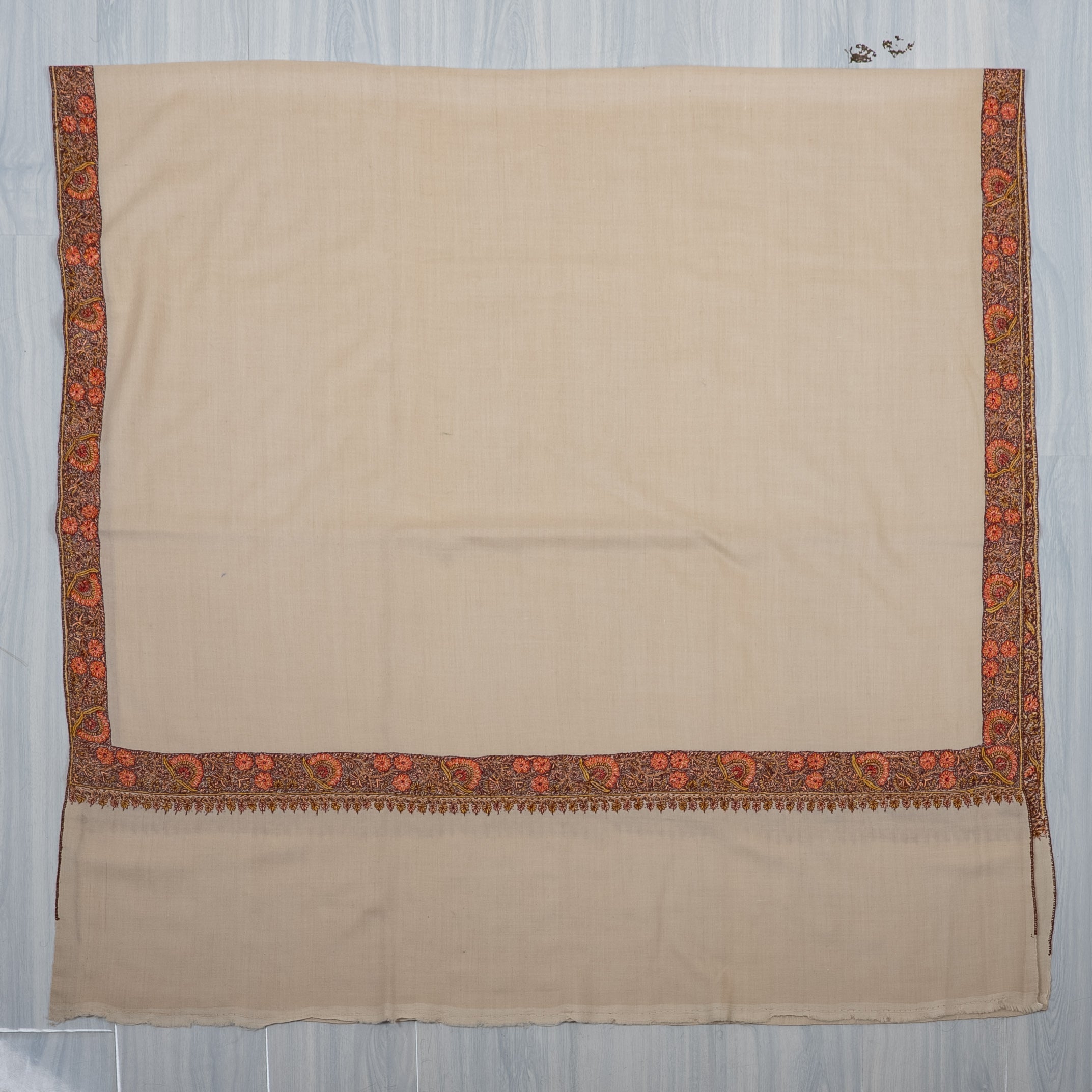 Ivory Ember Hand Embroidered Pure Pashmina Shawl