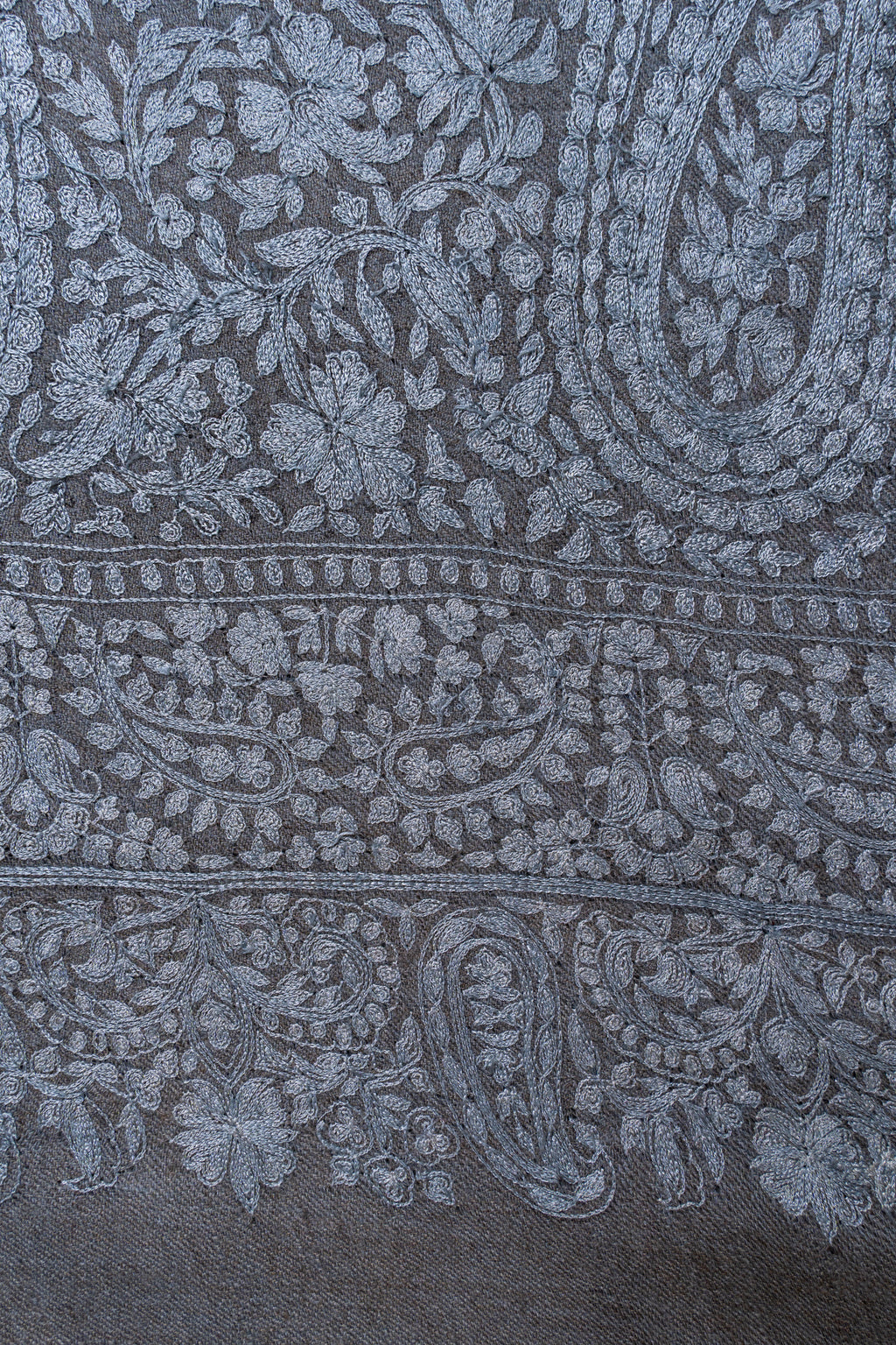 Misty Azure Hand Embroidered Pure Pashmina Jamawar Shawl